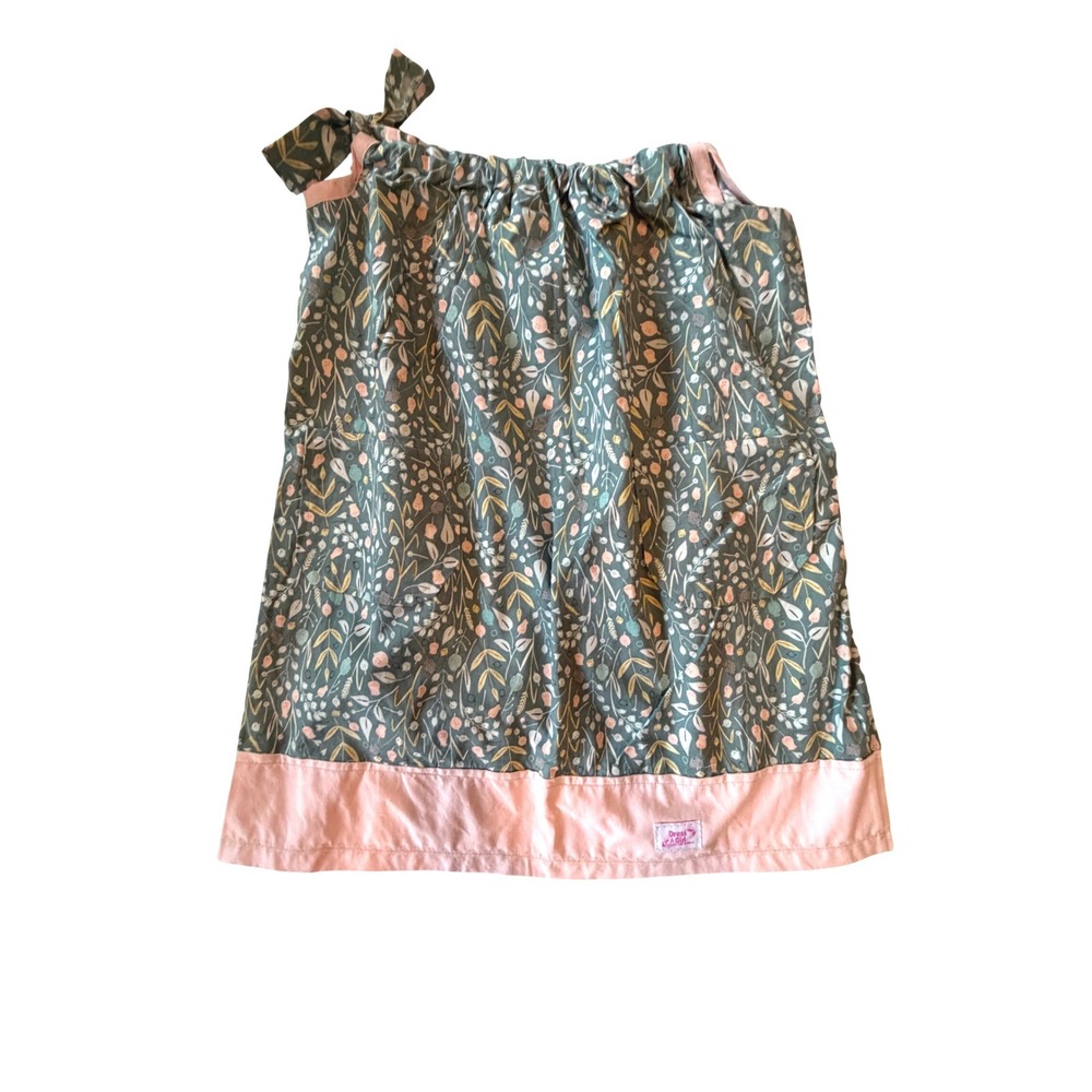 Dress a Girl Around the World Floral Shift Dress Green Pink Shoulder Tie Girls
